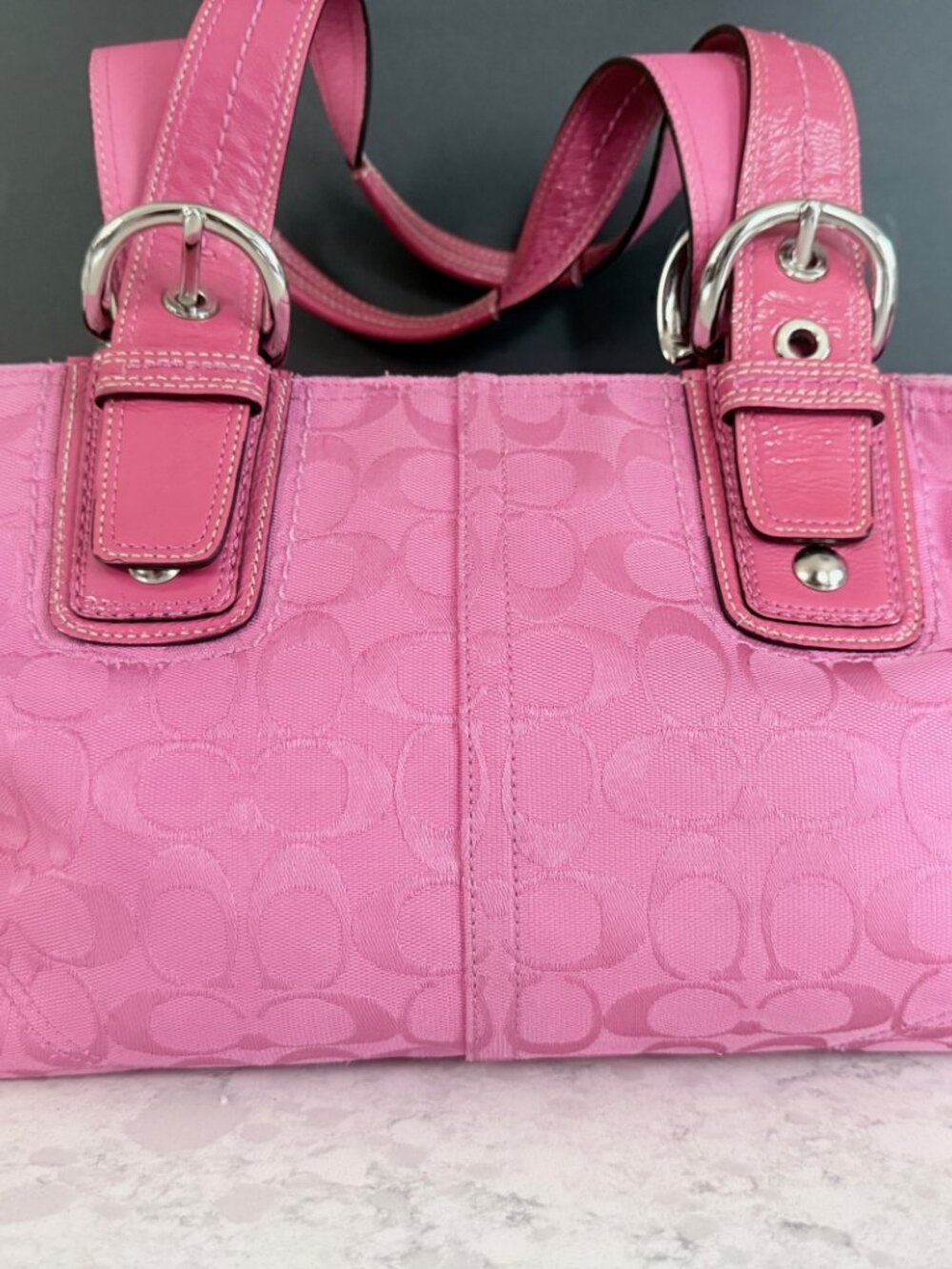 Coach Pink Monogram Soho Tote Bag - Picture 2 of 13